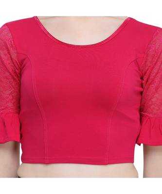 Janasya Women's  Pink Cotton Lycra Stitch Blouse 4