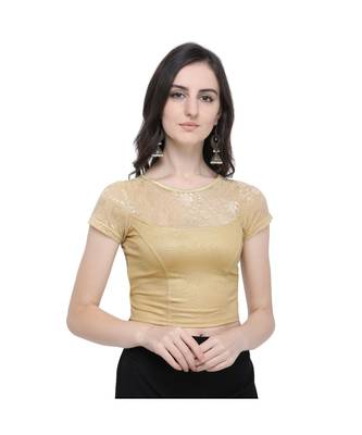 Janasya Women's  Gold Cotton Lycra Stitch Blouse 1