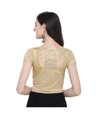 Janasya Women's  Gold Cotton Lycra Stitch Blouse 3