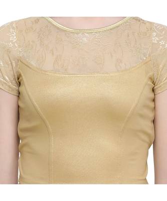 Janasya Women's  Gold Cotton Lycra Stitch Blouse 4