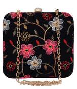 Anekaant Vista Embroidered Velvet Clutch Navy Blue