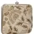 Anekaant Vista Embellished Faux Silk Box Clutch Beige