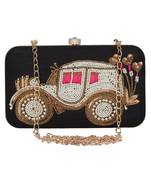 Anekaant Spiffy Embroidered Faux Silk Box Clutch Black
