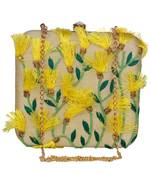 Anekaant Vista Embroidered Faux Silk Box Clutch Beige & Multi