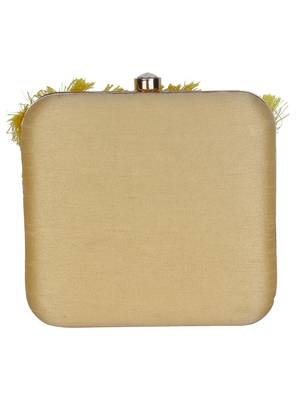 Anekaant Vista Embroidered Faux Silk Box Clutch Beige & Multi 3