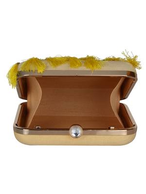 Anekaant Vista Embroidered Faux Silk Box Clutch Beige & Multi 5