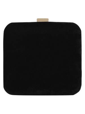 Anekaant Vista Embroidered Velvet Box Clutch Black 3