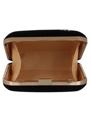 Anekaant Vista Embroidered Velvet Box Clutch Black 5