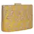 Anekaant Oblong Embellished Faux Silk Box Clutch Yellow & Gold