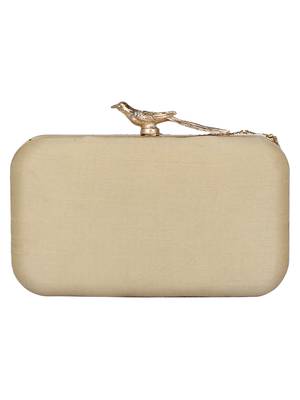 Anekaant Adorn Embellished Faux Silk Box Clutch Gold & Multi 3