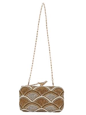 Anekaant Adorn Embellished Faux Silk Box Clutch Gold & Multi 4