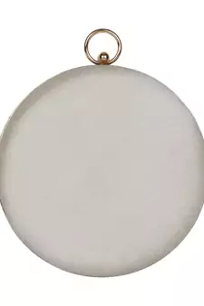 Kathak Embroidered Faux Silk Round Clutch White & Multi
