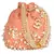 Anekaant Dangle Embellished Velvet Potli Peach & Multi