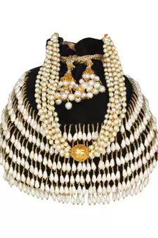 Anekaant Dangle Embellished Velvet Potli Black & White