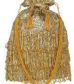 Anekaant Dangle Sequines Faux Silk Potli Gold
