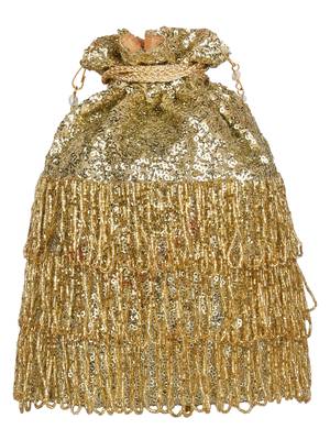 Anekaant Dangle Sequines Faux Silk Potli Gold 3