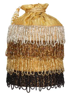 Anekaant Dangle Embellished Faux Silk Potli Gold & Multi 3
