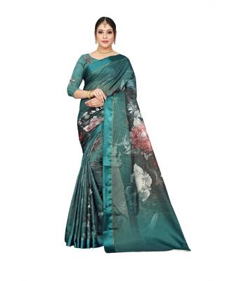 Womens Kota doriya Party and Wedding wear Saree With Exclusive Floral Chex Print 1