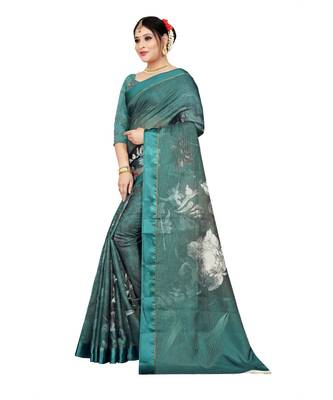 Womens Kota doriya Party and Wedding wear Saree With Exclusive Floral Chex Print 2