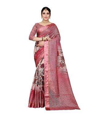 Womens Kota doriya Party and Wedding wear Saree With Exclusive Floral Chex Print 1