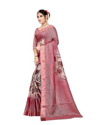 Womens Kota doriya Party and Wedding wear Saree With Exclusive Floral Chex Print 2