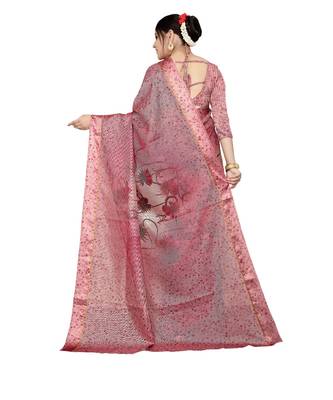 Womens Kota doriya Party and Wedding wear Saree With Exclusive Floral Chex Print 3