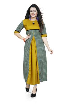 Multicolor printed crepe ethnic kurtis 3