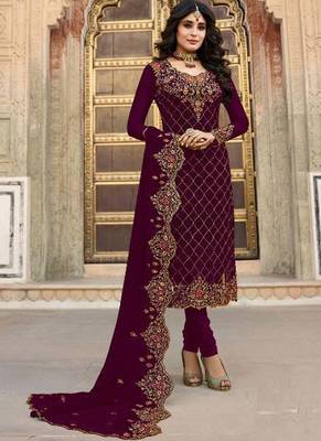 Wine embroidered georgette salwar 1