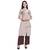 Beige embroidered cotton long-kurtis