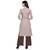 Beige embroidered cotton long-kurtis