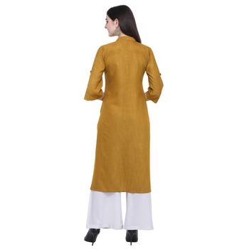 Antique-gold plain rayon long-kurtis 2