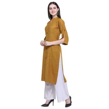 Antique-gold plain rayon long-kurtis 4