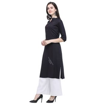 Black embroidered rayon long-kurtis 4