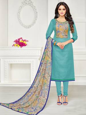 Sky-Blue Embroidered Chanderi Silk Salwar 1