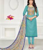 Sky-Blue Embroidered Chanderi Silk Salwar
