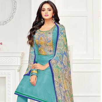 Sky-Blue Embroidered Chanderi Silk Salwar 2