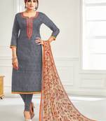 Grey Embroidered Chanderi Silk Salwar