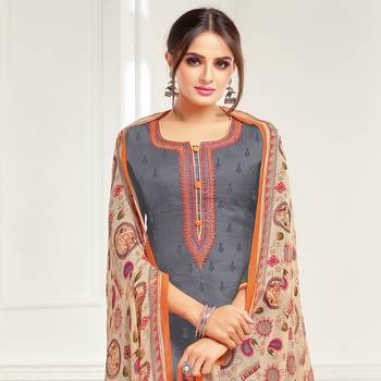 Grey Embroidered Chanderi Silk Salwar 2