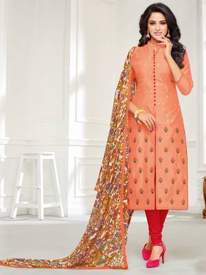 Peach Embroidered Chanderi Silk Salwar 1
