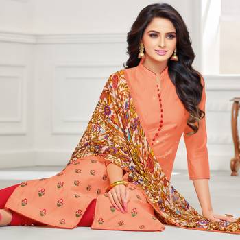 Peach Embroidered Chanderi Silk Salwar 3