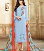 Light-Blue Embroidered Chanderi Silk Salwar