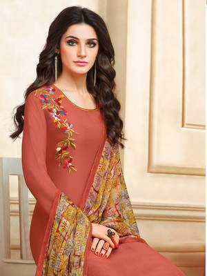 Brown Embroidered Chanderi Silk Salwar 2