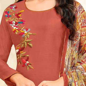 Brown Embroidered Chanderi Silk Salwar 3