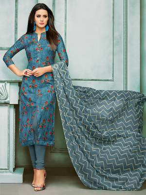 Dark-Blue Printed Chanderi Silk Salwar 1