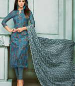 Dark-Blue Printed Chanderi Silk Salwar