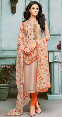Light-Peach Embroidered Chanderi Silk Salwar 1