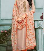 Light-Peach Embroidered Chanderi Silk Salwar