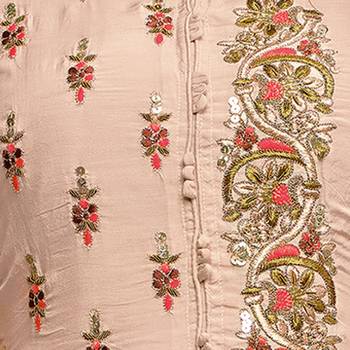 Light-Peach Embroidered Chanderi Silk Salwar 4