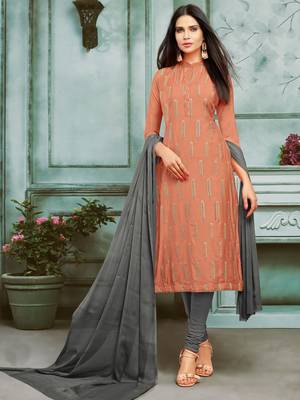 Light-Orange Embroidered Chanderi Silk Salwar 1