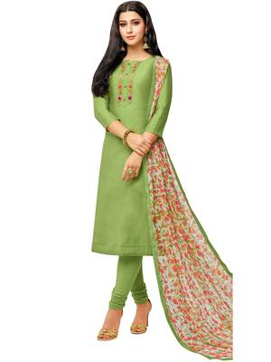 Light-Green Embroidered Chanderi Silk Salwar 1